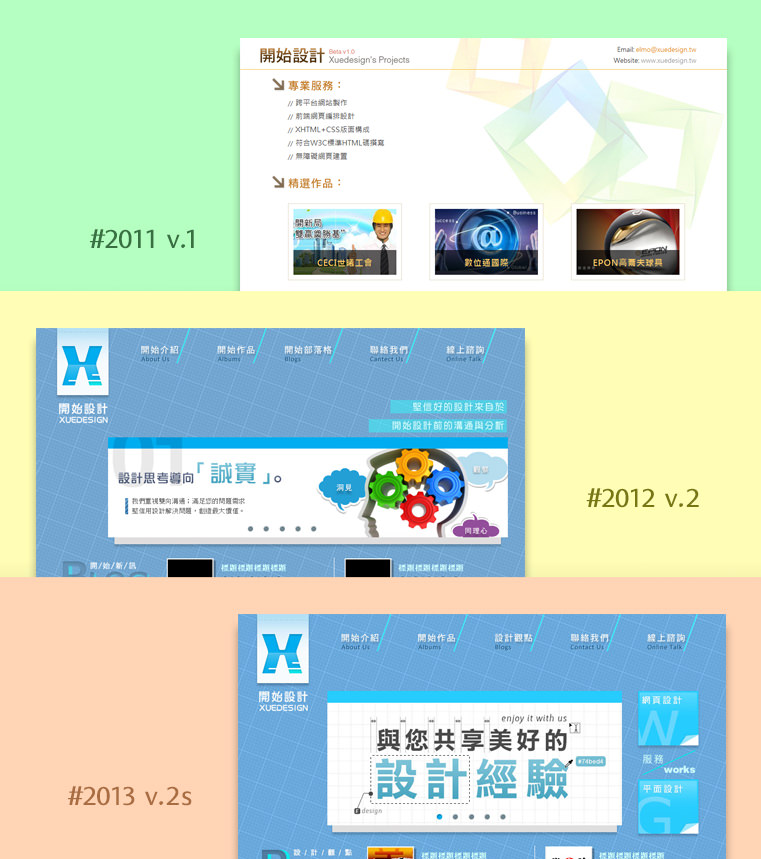 歷年開始設計官網樣貌